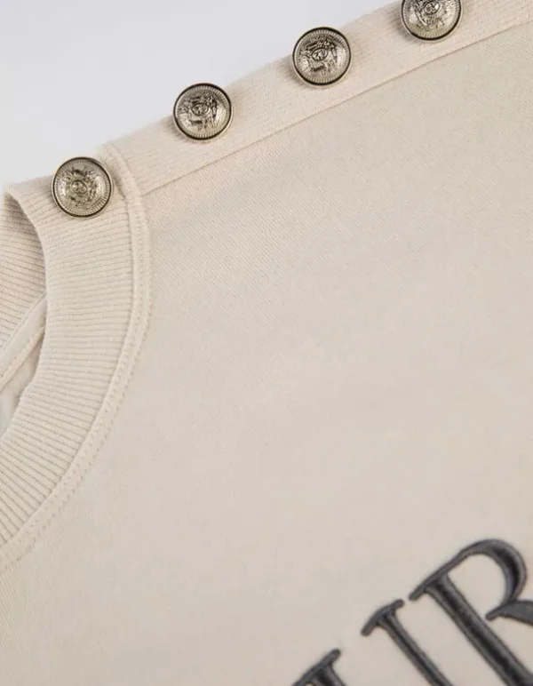 Sweatshirt - Zierknöpfe - beige