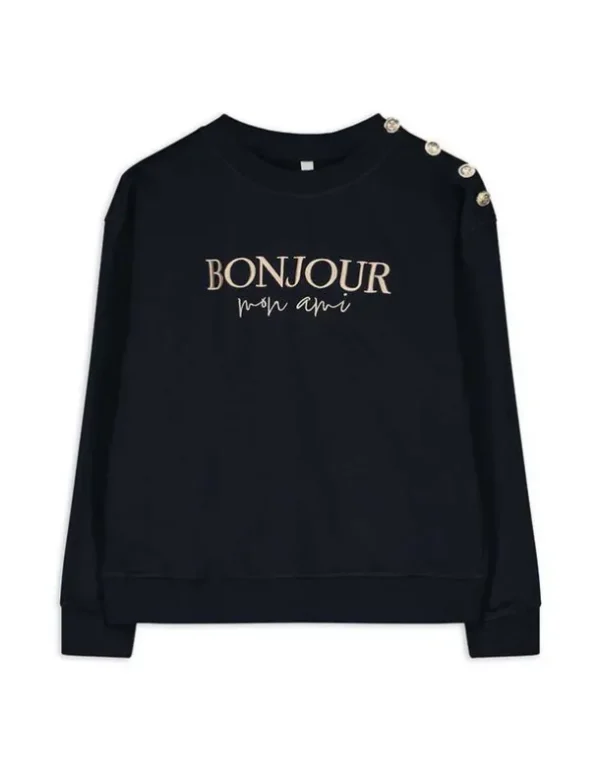 Sweatshirt - Zierknöpfe - dunkelblau