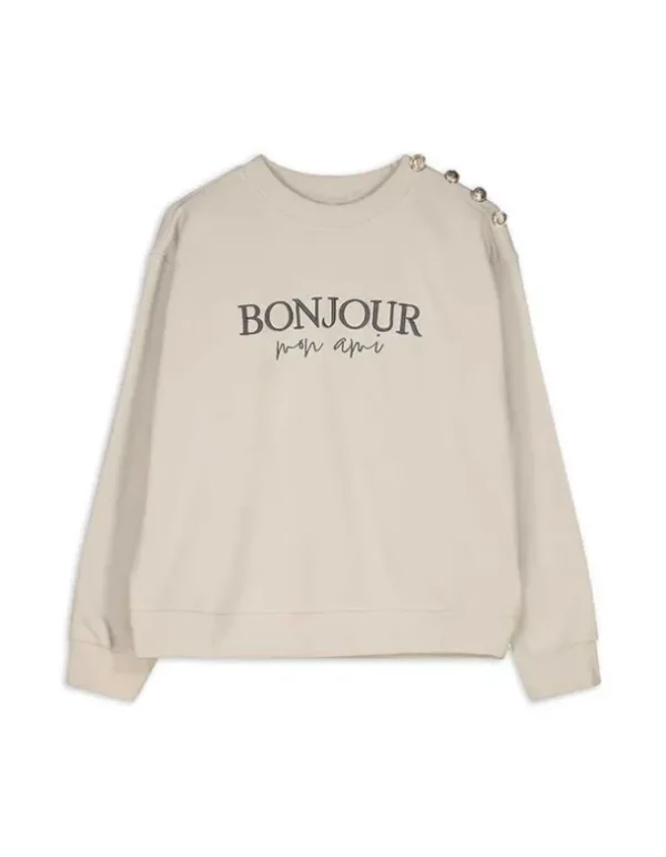Sweatshirt - Zierknöpfe - beige