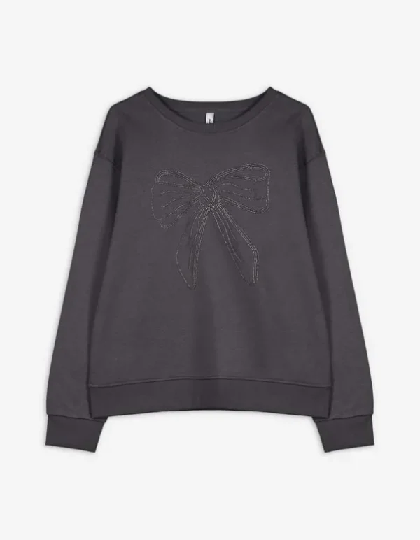 Sweatshirt - Zierperlen - dunkelgrau