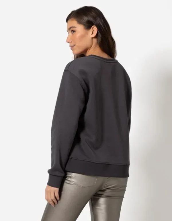 Sweatshirt - Zierperlen - dunkelgrau
