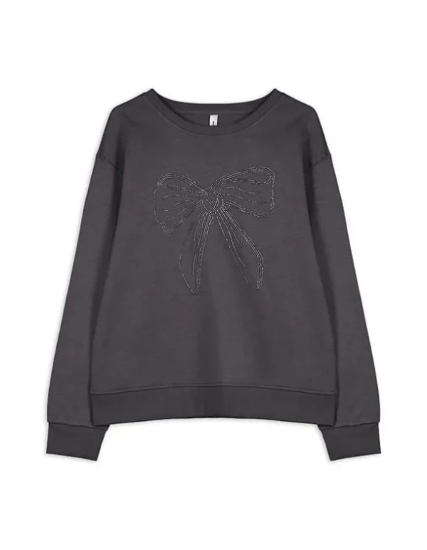 Sweatshirt - Zierperlen - dunkelgrau