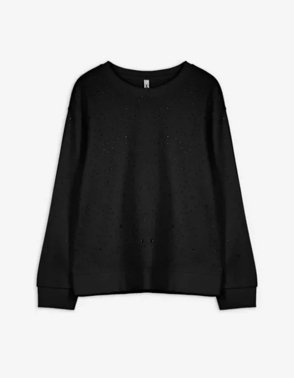Sweatshirt - Ziersteine - schwarz
