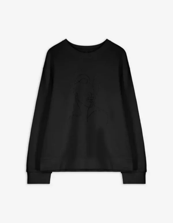 Sweatshirt - Ziersteine - schwarz