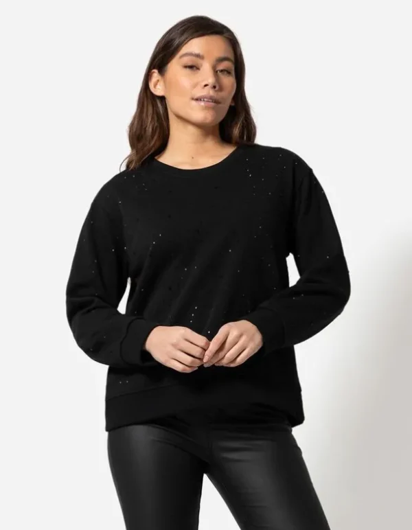 Sweatshirt - Ziersteine - schwarz