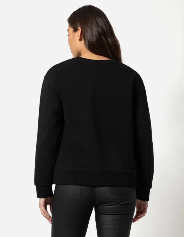 Sweatshirt - Ziersteine - schwarz
