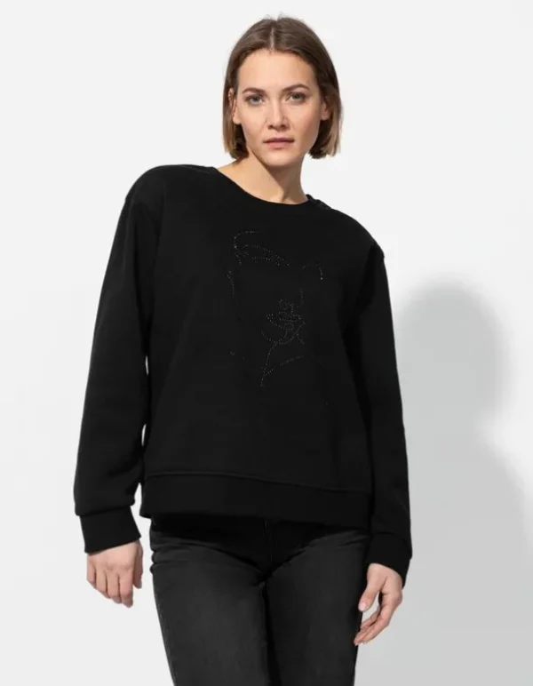 Sweatshirt - Ziersteine - schwarz