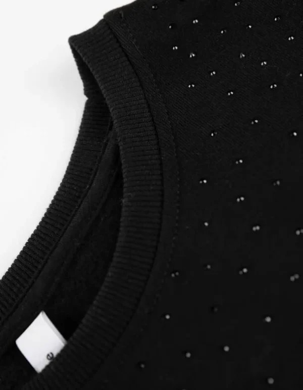 Sweatshirt - Ziersteine - schwarz