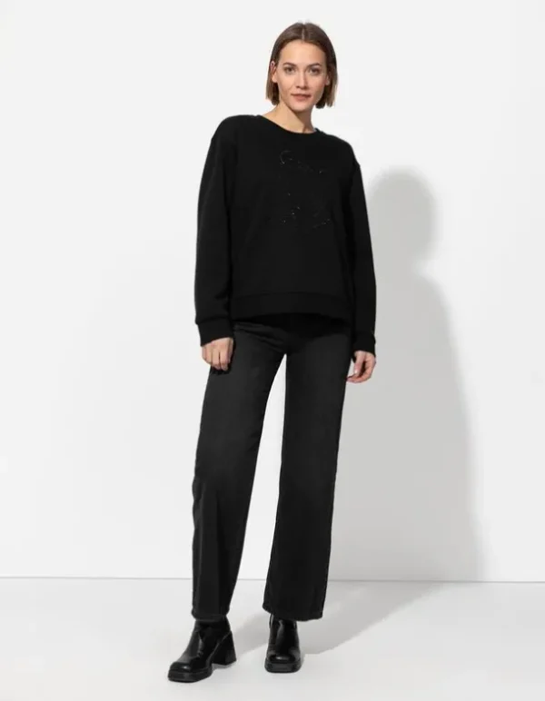 Sweatshirt - Ziersteine - schwarz