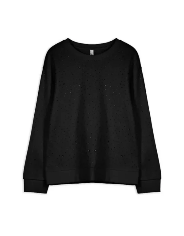 Sweatshirt - Ziersteine - schwarz