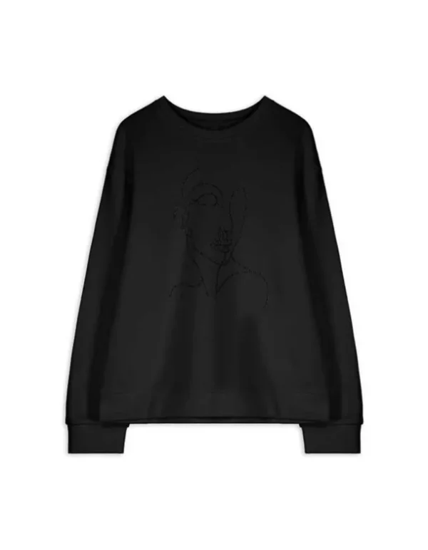 Sweatshirt - Ziersteine - schwarz