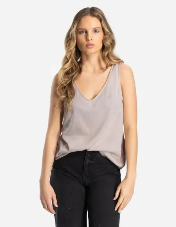 Top - Metallic-Details - beige