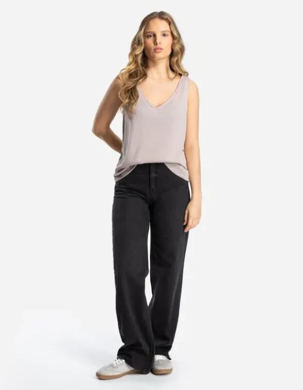 Top - Metallic-Details - beige