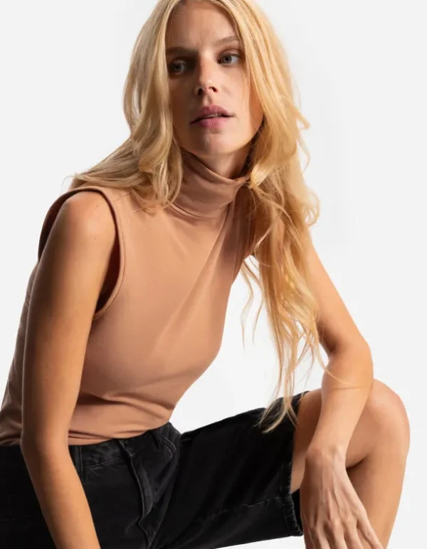 Top - Rollkragen - beige