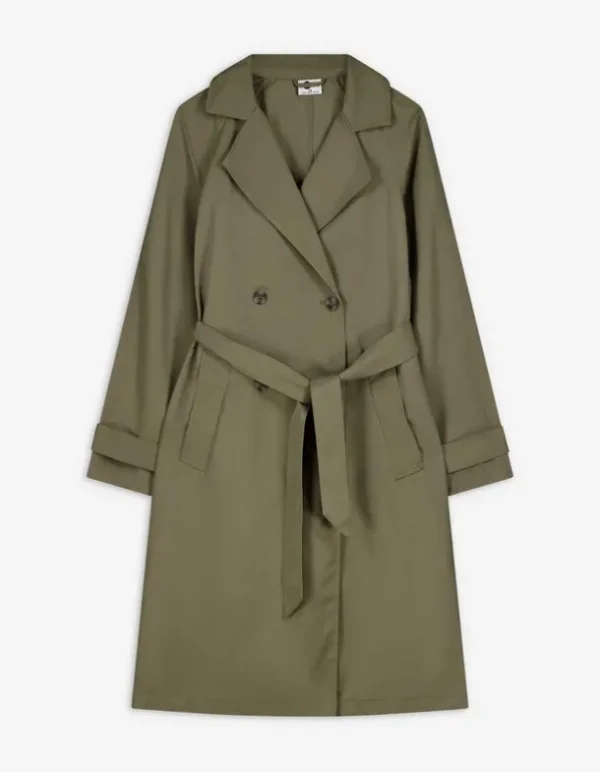 Trenchcoat - Weiches Material - dunkelgrün