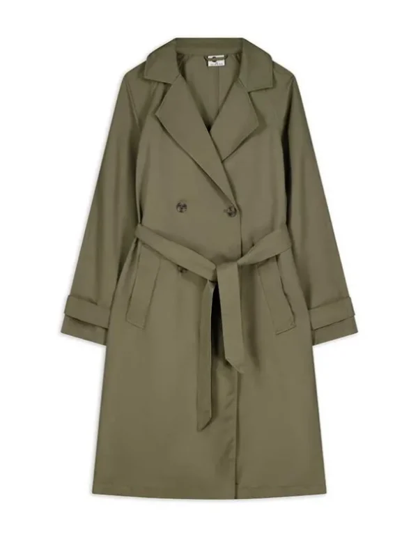 Trenchcoat - Weiches Material - dunkelgrün