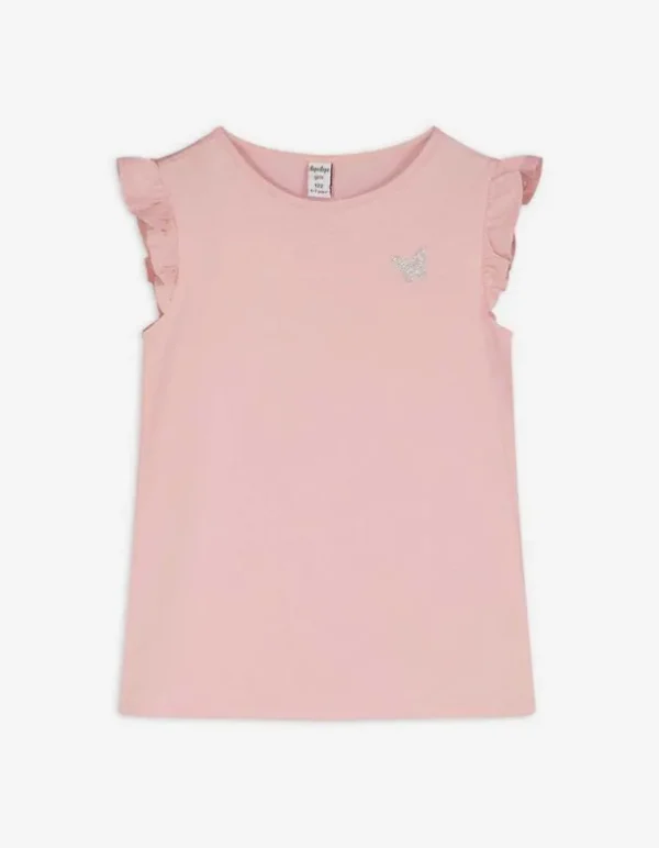 T-Shirt - Ärmel mit Volants - orange