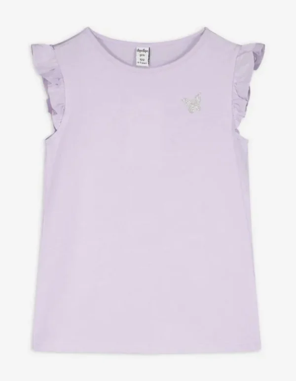 T-Shirt - Ärmel mit Volants - lila