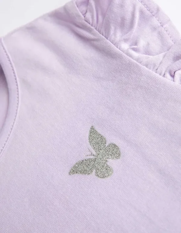 T-Shirt - Ärmel mit Volants - lila
