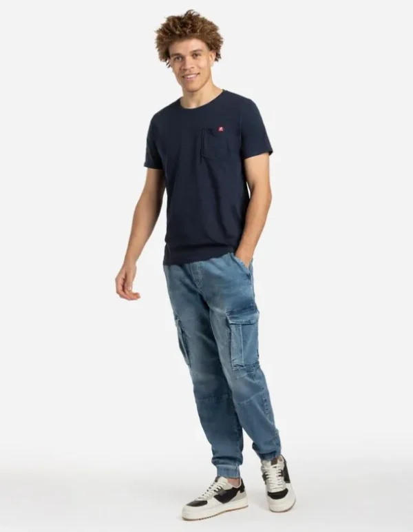 T-Shirt - Brusttasche - dunkelblau