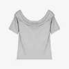 T-Shirt - Carmen-Ausschnitt - grau