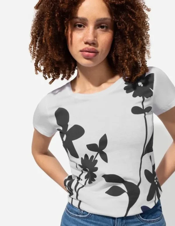 T-Shirt - Florales Muster - weiß