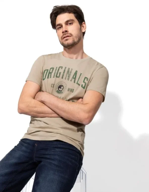 T-Shirt - Frontprint - beige