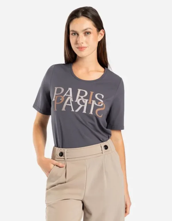 T-Shirt - Frontprint - dunkelgrau