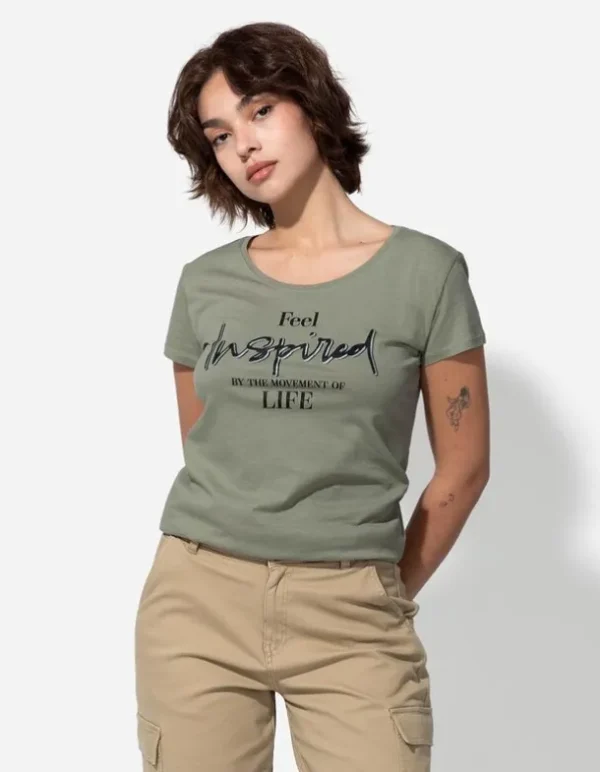 T-Shirt - Glitzerprint - hellgrün