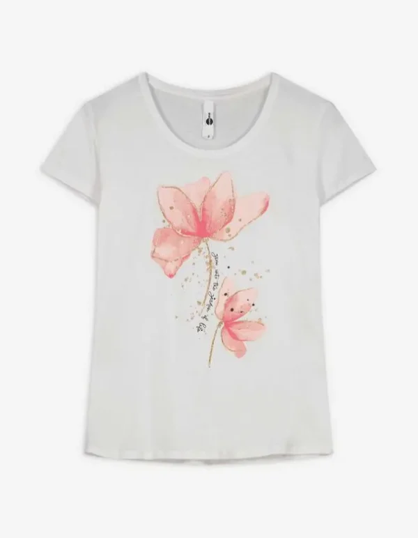 T-Shirt - Glitzerprint - weiß