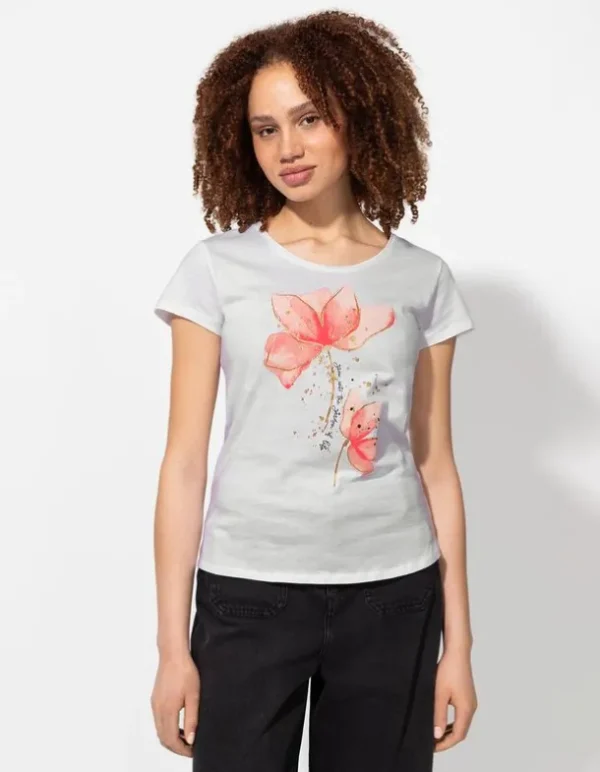 T-Shirt - Glitzerprint - weiß