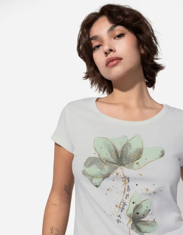 T-Shirt - Glitzerprint - weiß