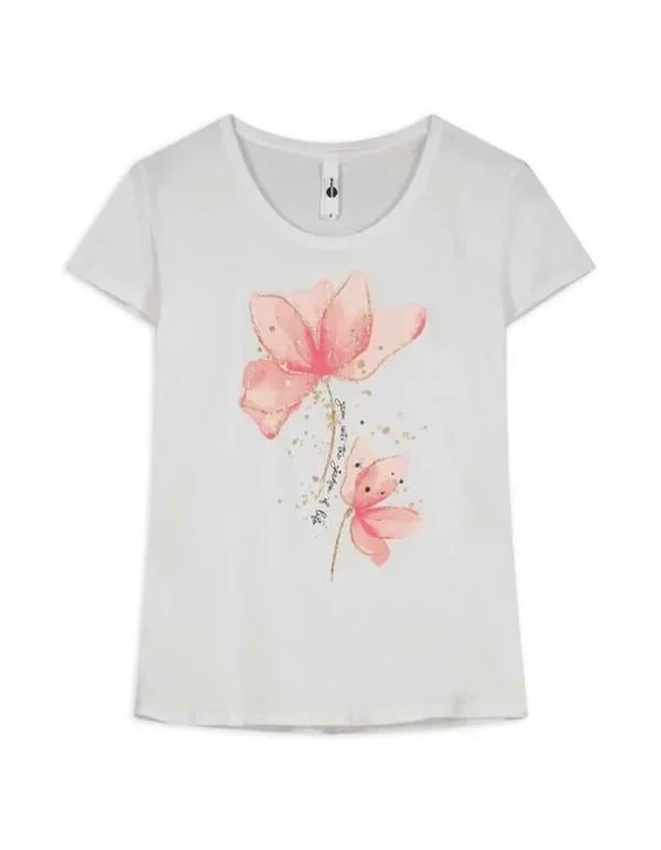 T-Shirt - Glitzerprint - weiß