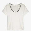 T-Shirt - Kontraststreifen - weiß
