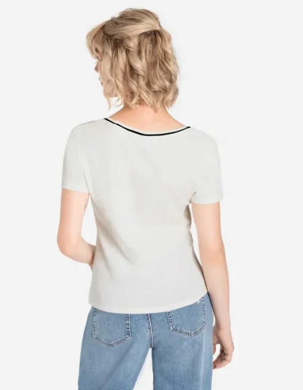 T-Shirt - Kontraststreifen - weiß