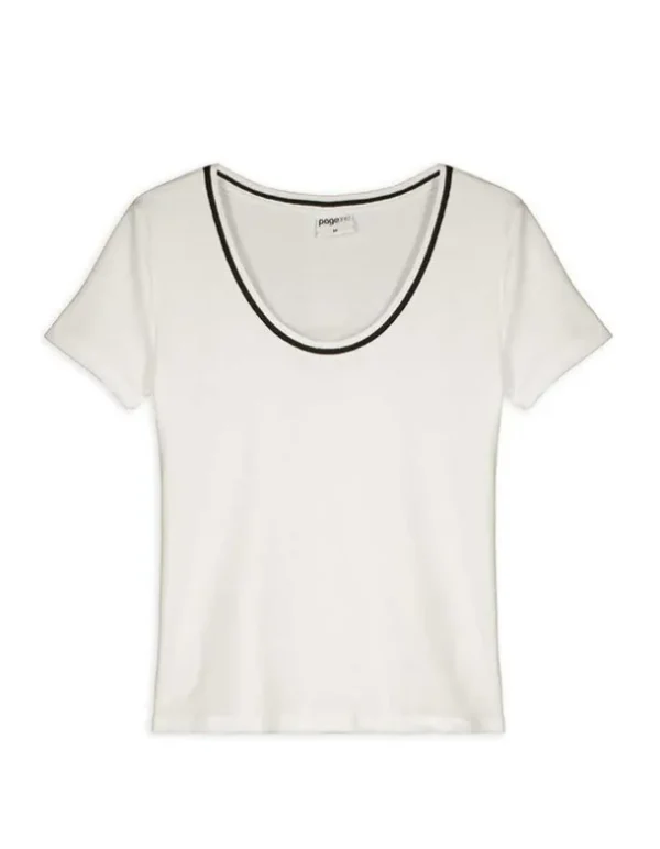 T-Shirt - Kontraststreifen - weiß