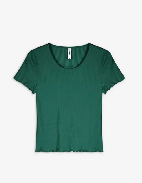 T-Shirt - Muschelsaum - dunkelgrün