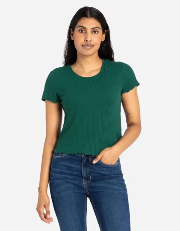 T-Shirt - Muschelsaum - dunkelgrün