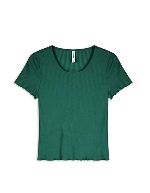 T-Shirt - Muschelsaum - dunkelgrün