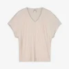 T-Shirt - Plisseefalten - beige