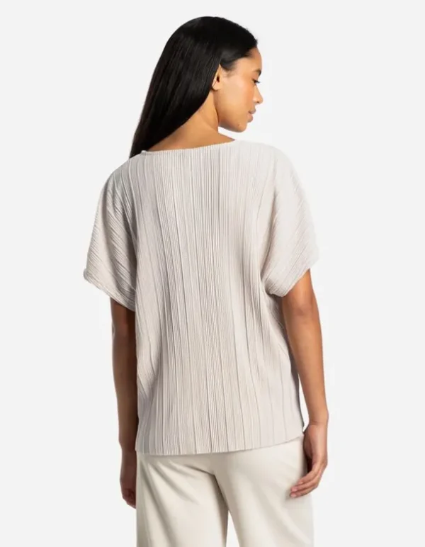 T-Shirt - Plisseefalten - beige
