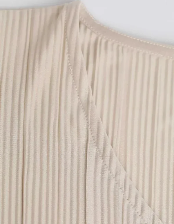 T-Shirt - Plisseefalten - beige