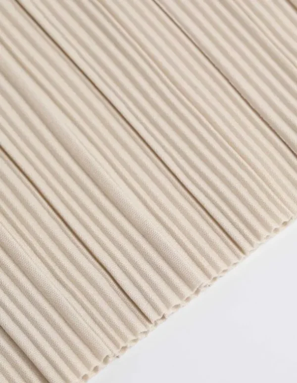 T-Shirt - Plisseefalten - beige