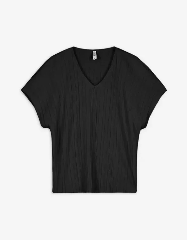 T-Shirt - Plisseefalten - schwarz