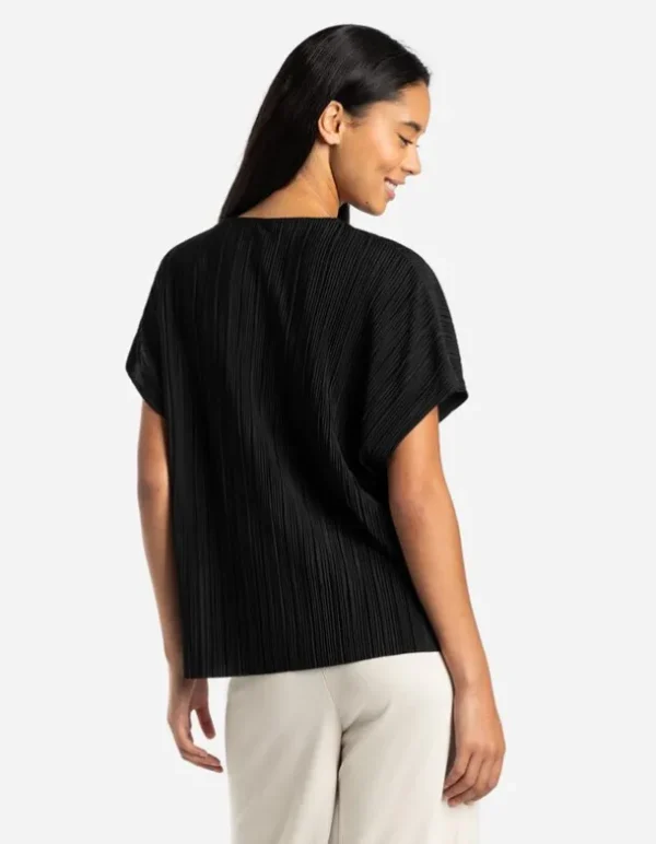 T-Shirt - Plisseefalten - schwarz