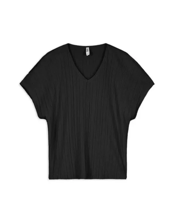T-Shirt - Plisseefalten - schwarz