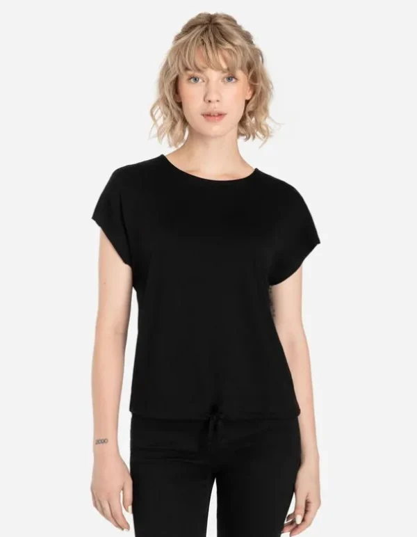 T-Shirt - Regulierbarer Saum - schwarz