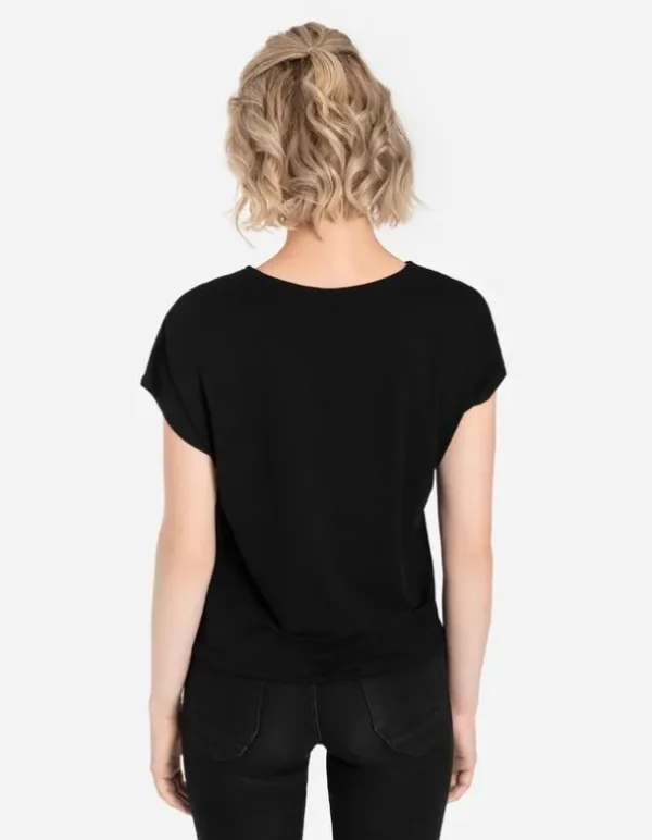 T-Shirt - Regulierbarer Saum - schwarz