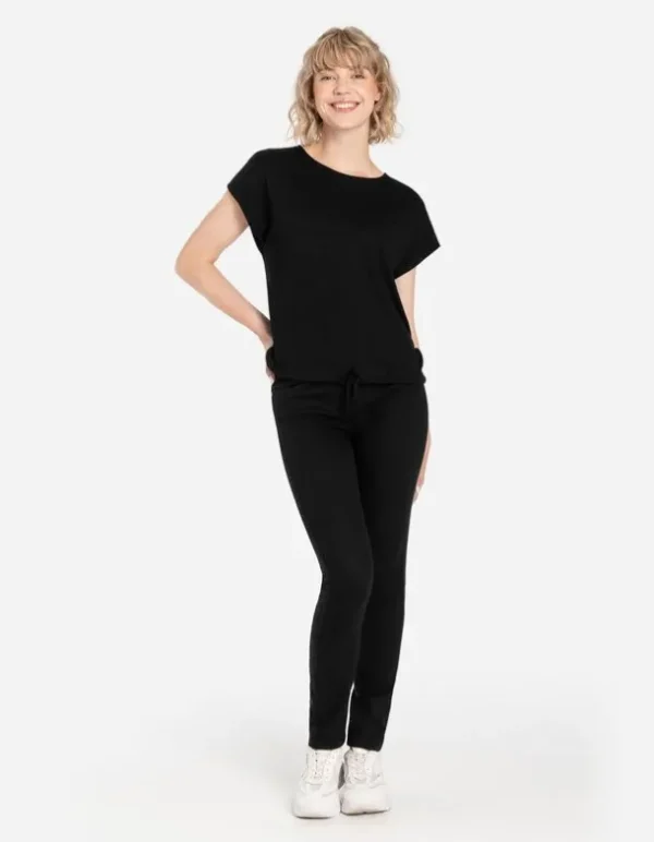 T-Shirt - Regulierbarer Saum - schwarz