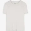 T-Shirt - Rippenstruktur - beige